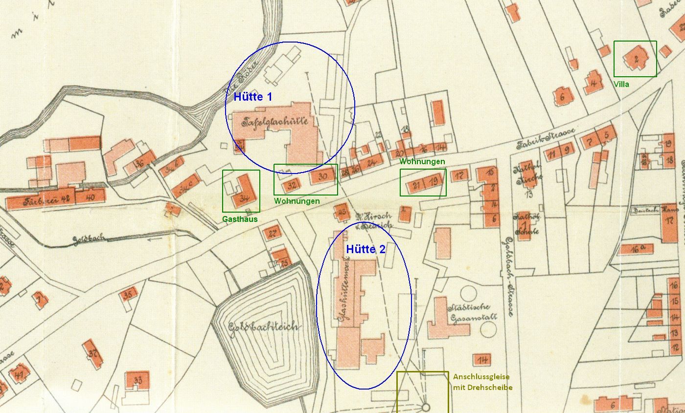 Stadtplan 1905 mit Markierungen