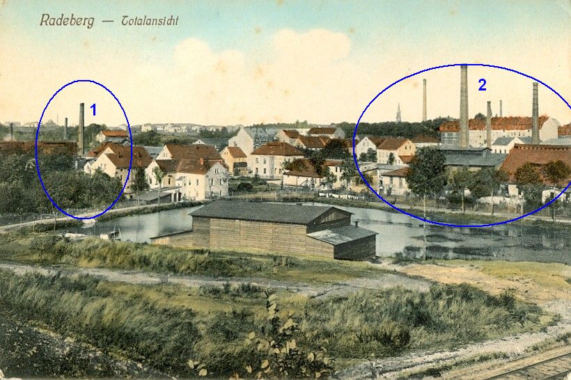 Ansichtskarte um 1910 mit Markierungen