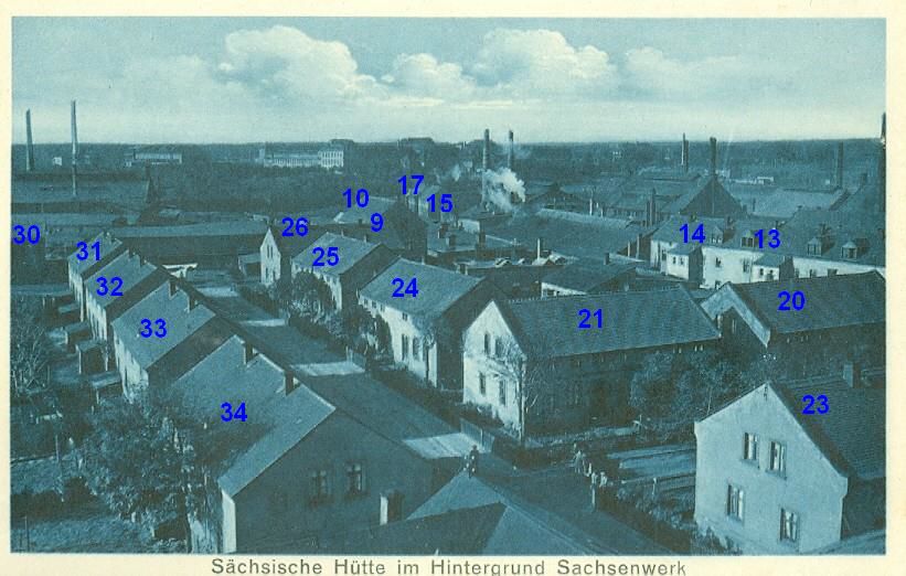 Ansichtskarte um 1925 mit Markierungen