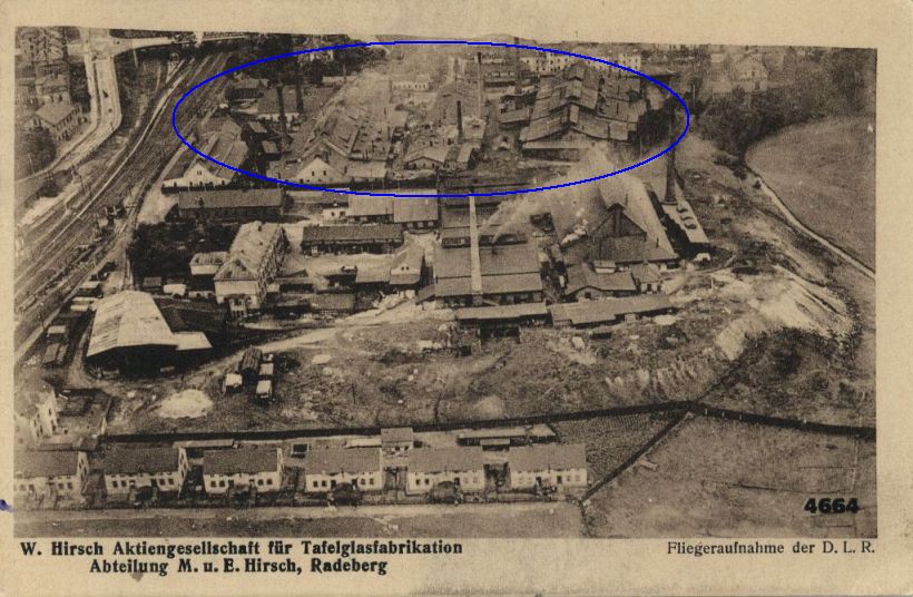 Ansichtskarte um 1920 mit Markierungen