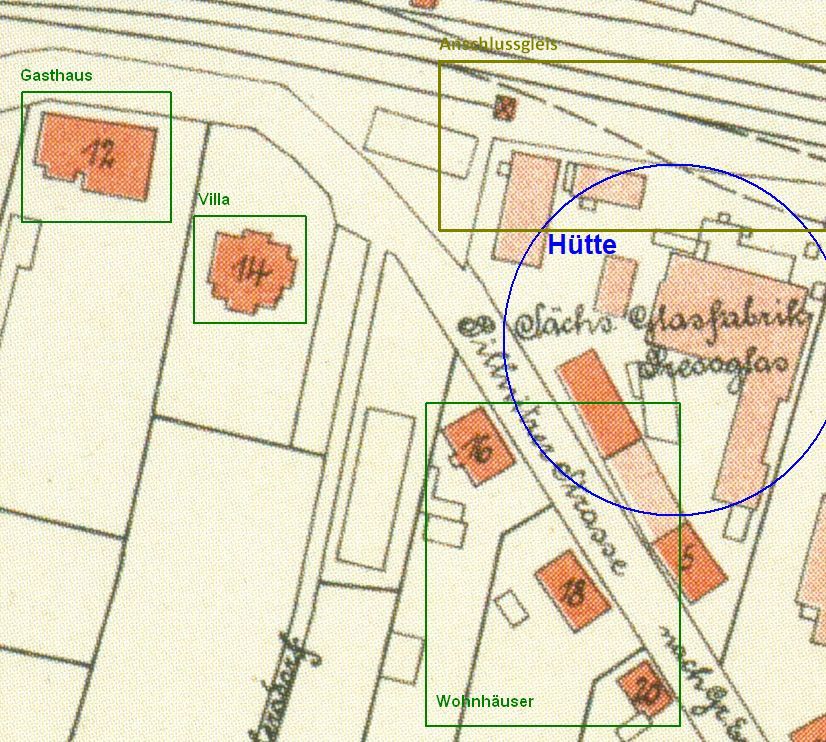 Stadtplan 1905 mit Markierungen