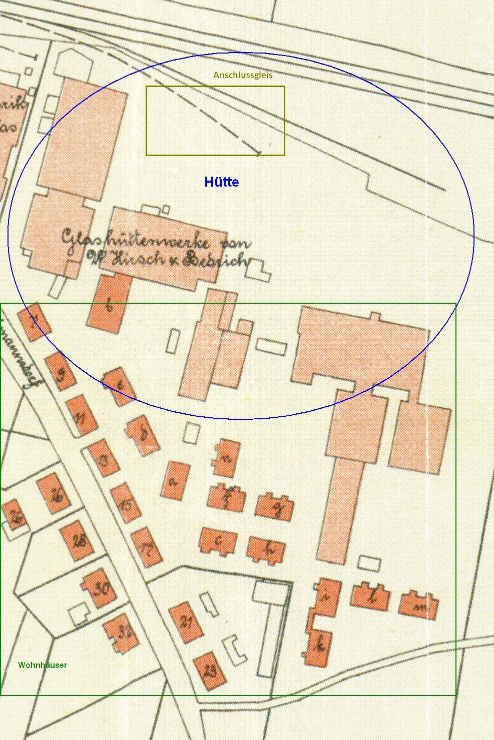 Stadtplan 1905 mit Markierungen