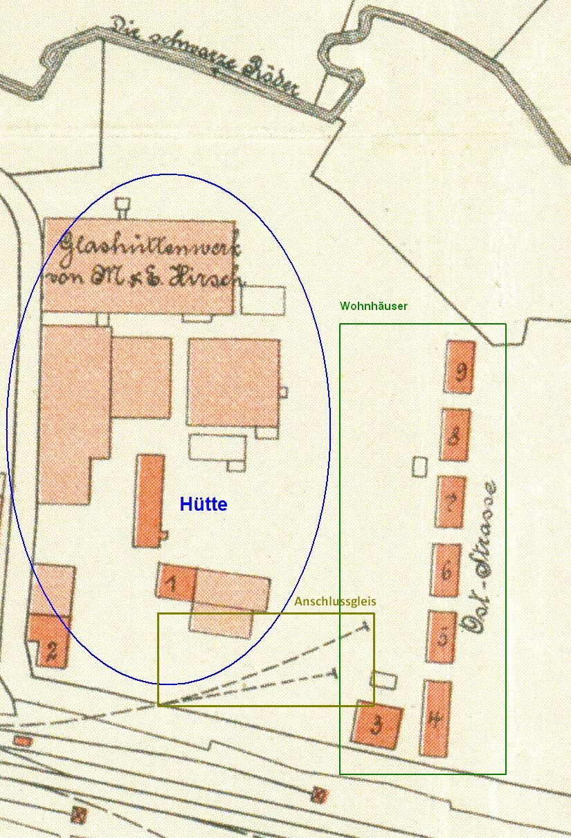 Stadtplan 1905 mit Markierungen