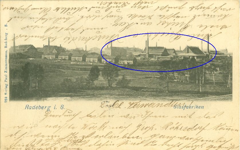 Ansichtskarte 1906 mit Markierungen