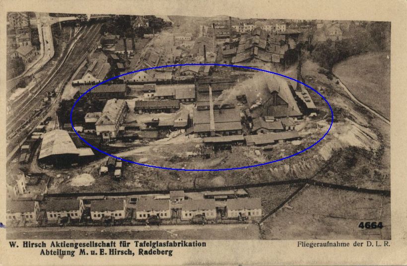 Ansichtskarte um 1920 mit Markierungen